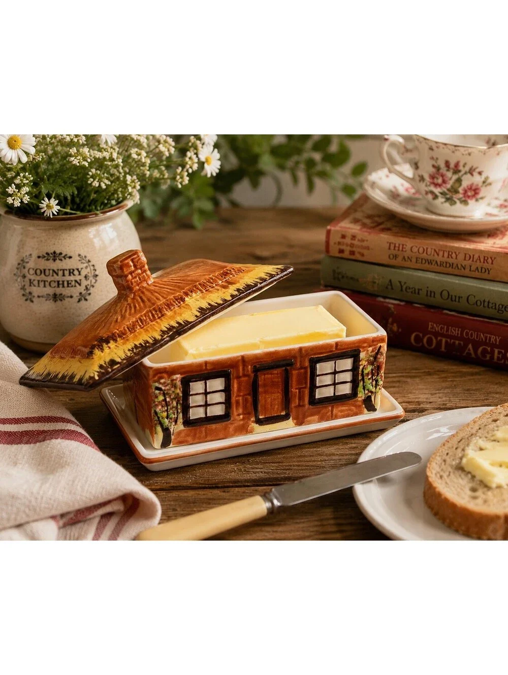 Vintage Price Kensington Cottage Ware Butter Dish Ye Olde Cottage England